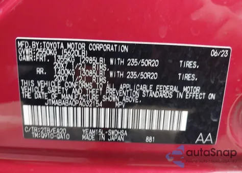 2023 Subaru Solterra Touring z USA, uszkodzony, nr VIN JTMABABA0PA032154